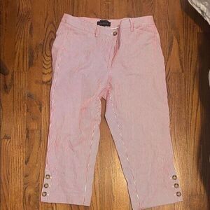 Talbots Pink and White Striped Skimmer Pants size 8  A